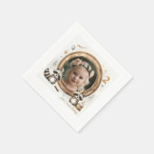 Raccoonフォトフレーム子供への誕生日パーティー スタンダードカクテルナプキン (角)