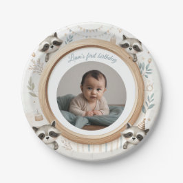 Raccoonフォトフレーム子供への誕生日パーティー ペーパープレート