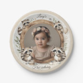 Raccoonフォトフレーム子供への誕生日パーティー ペーパープレート (正面)