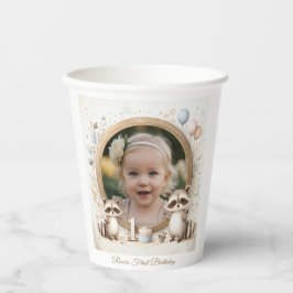 Raccoonフォトフレーム子供への誕生日パーティー 紙コップ