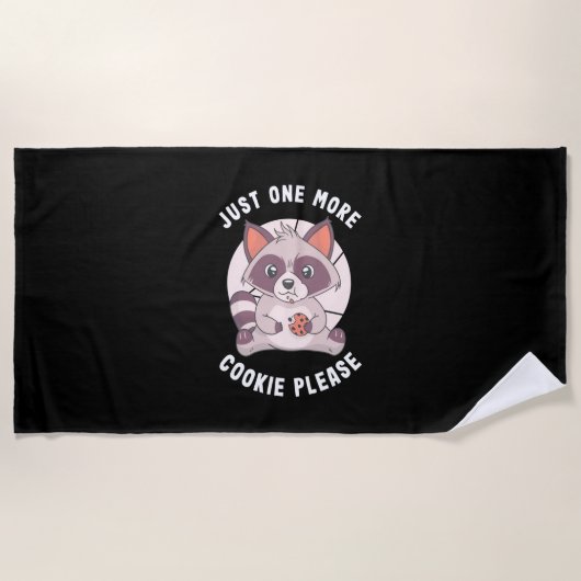 Raccoon恋人もう1つのクッキーをお願い ビーチタオル (正面)