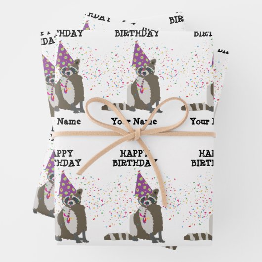 Raccoon – 動物と男の子の女の子の名前 ラッピングペーパーシート (インサイチュ)