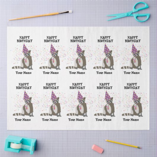 Raccoon – 動物と男の子の女の子の名前 薄葉紙 (クラフト)