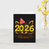 Raccoon 2026 Party Gles Funny New Year Celebration カード (黄色い花)
