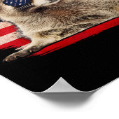 Raccoon 4th Of July American Flag Sungles Funny Ra ポスター (角)