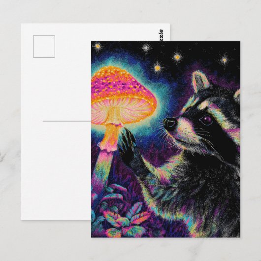 Raccoon and a Mushroom ポストカード (正面/裏面)