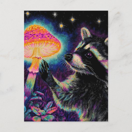 Raccoon and a Mushroom ポストカード (正面)