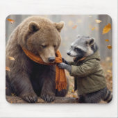 Raccoon and Bear In Autumn Forest マウスパッド (正面)