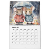 Raccoon and Mouse Calendar カレンダー (2月 2027)