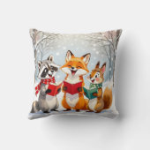 Raccoon and Squirrel Hanging Christmas Lights  クッション (裏面)