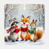 Raccoon and Squirrel Hanging Christmas Lights  メタルオーナメント (裏面)