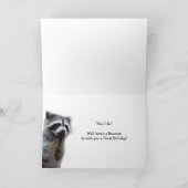 Raccoon Animal Humor Birthday Cake Fun Card カード (内部)