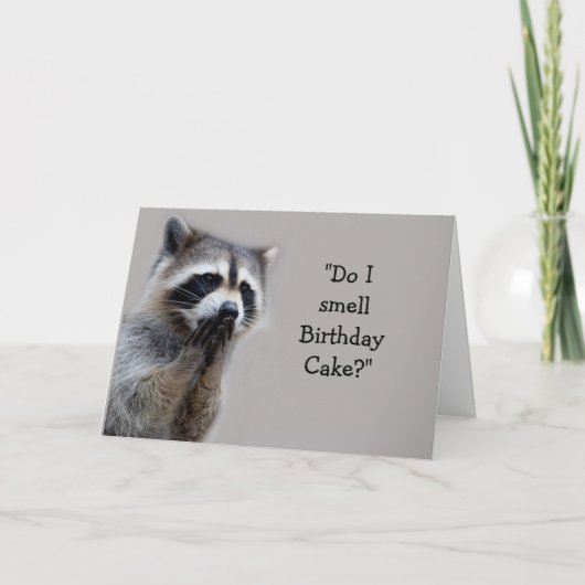 Raccoon Animal Humor Birthday Cake Fun Card カード (正面)