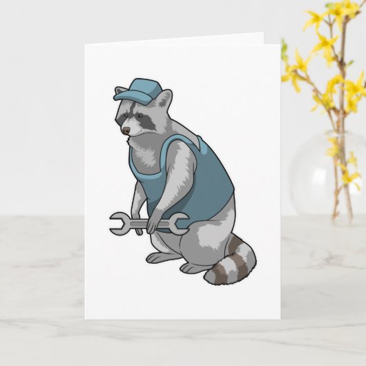 Raccoon as Craftsman with Wrench カード (黄色い花)
