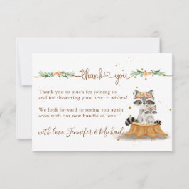 Raccoon Baby Shower Watercolor Thank You サンキューカード