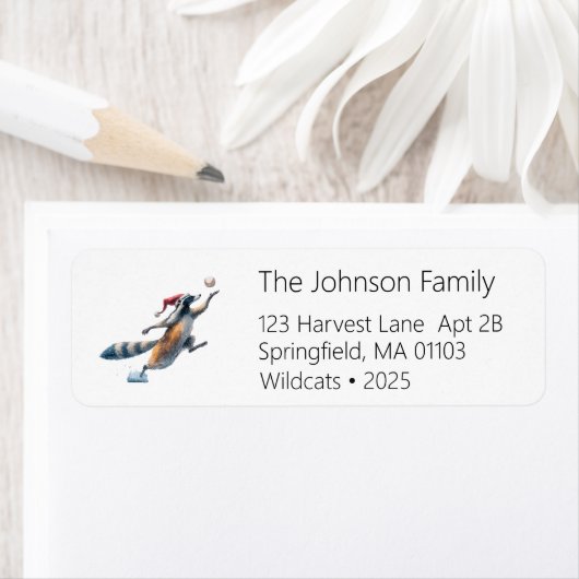 Raccoon Baseball Address Label ラベル (インサイチュ)