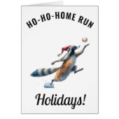 Raccoon Baseball Holiday Card – Editable Message (正面)