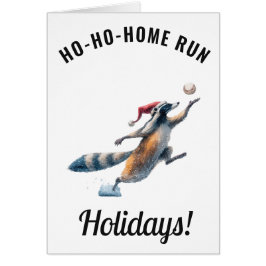 Raccoon Baseball Holiday Card – Editable Message