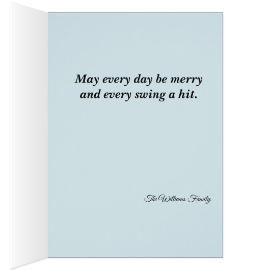 Raccoon Baseball Holiday Card – Editable Message (内側 (右))