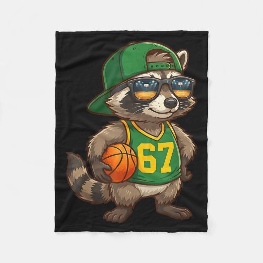 Raccoon Basketball 67 Gen Alpha Slang Srts Men Boy フリースブランケット (正面)