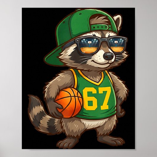 Raccoon Basketball 67 Gen Alpha Slang Srts Men Boy ポスター (正面)