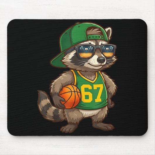 Raccoon Basketball 67 Gen Alpha Slang Srts Men Boy マウスパッド (正面)