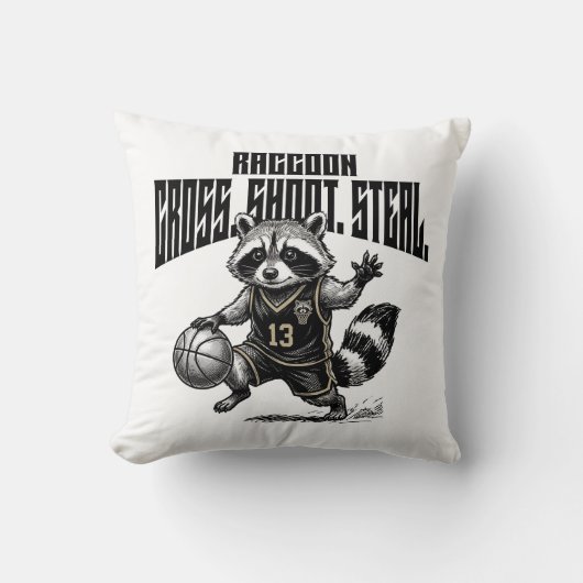 Raccoon Basketball Star - Cross Shoot Steal Graph クッション (正面)