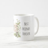 Raccoon Bird on Bench Best Friends Forever コーヒーマグカップ (正面右)