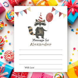 Raccoon birthday time capsule message