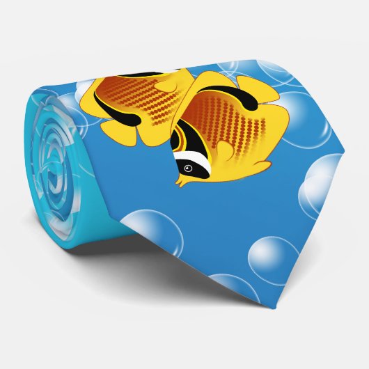 Raccoon Butterflyfish in Bubbly Water ネクタイ (ロール)
