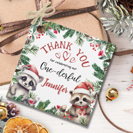 Raccoon Christmas 1st Birthday Thanks You Favy フェイバータグ