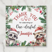 Raccoon Christmas 1st Birthday Thanks You Favy フェイバータグ (正面)
