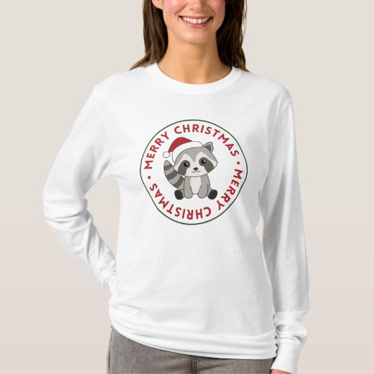 Raccoon Christmas Snow Winter Raccoons Tシャツ (正面)