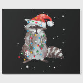 Raccoon Christmas Tree Lights Pajama Racoon Lover ラッピングペーパー (フラット)