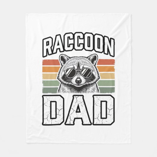 Raccoon Dad Vintage Engraving Retro Vector Design_ フリースブランケット (正面)