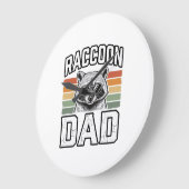 Raccoon Dad Vintage Engraving Retro Vector Design_ ラージ壁時計 (傾斜)