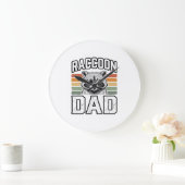 Raccoon Dad Vintage Engraving Retro Vector Design_ ラージ壁時計 (ホーム)