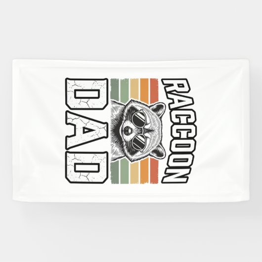 Raccoon Dad Vintage Engraving Retro Vector Design_ 横断幕 (横)