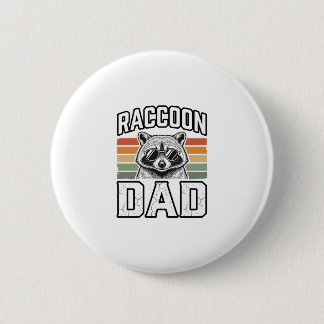 Raccoon Dad Vintage Engraving Retro Vector Design_ 缶バッジ