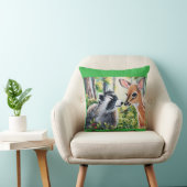 raccoon, deer throw pillow クッション (椅子)