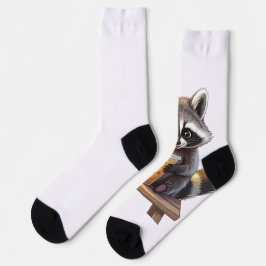 Raccoon Drinking Iced Coffee ソックス
