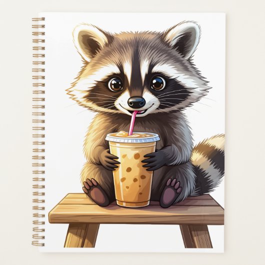 Raccoon Drinking Iced Coffee プランナー手帳 (正面)