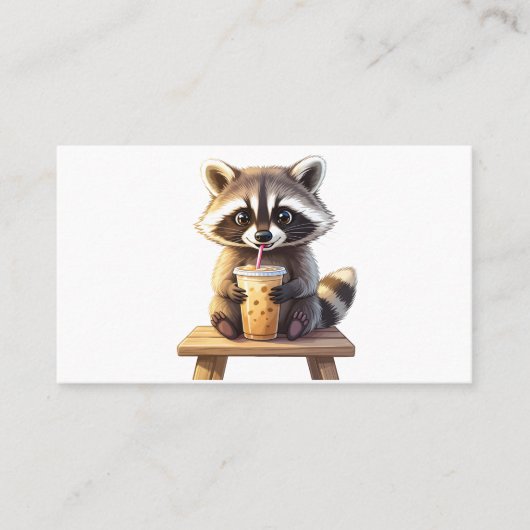 Raccoon Drinking Iced Coffee 名刺 (正面)