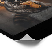 Raccoon drinking iced coffee funny animal meme men ポスター (角)