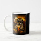 Raccoon drinking iced coffee funny caffeine lover コーヒーマグカップ (左)
