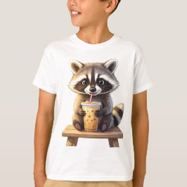 Raccoon Drinking Iced Coffee Tシャツ