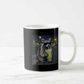 Raccoon drinking iced matcha latte funny animal コーヒーマグカップ