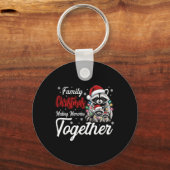 Raccoon Family Christmas Making Memories Together  キーホルダー (正面)