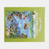 RACCOON FAMILY Enjoy Fishing  フリースブランケット (正面(横))