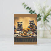 Raccoon Family Thanksgiving ポストカード (スタンド正面)